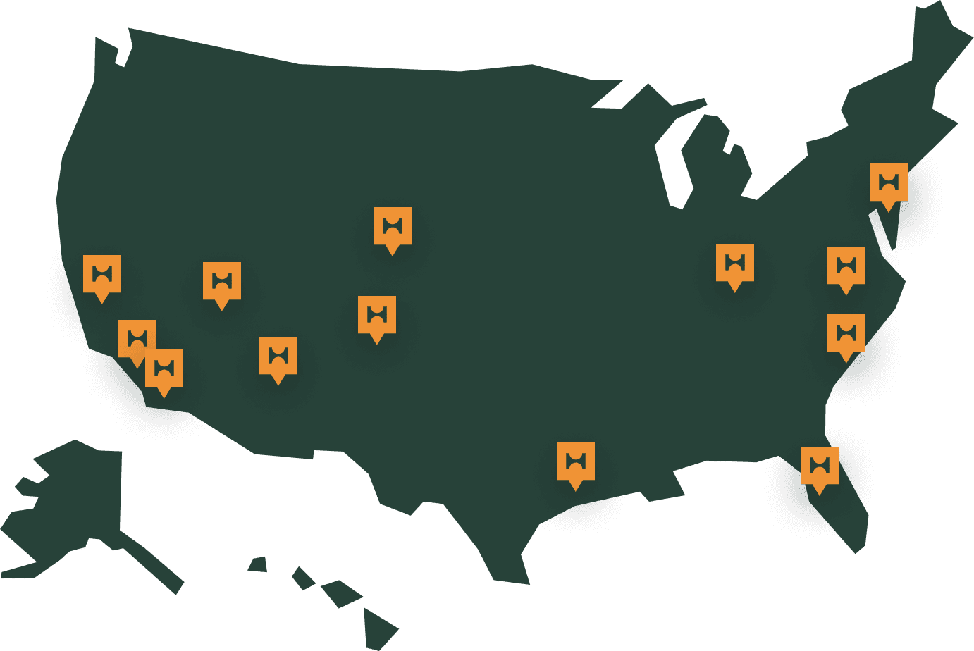 map of Headway office locations in USA